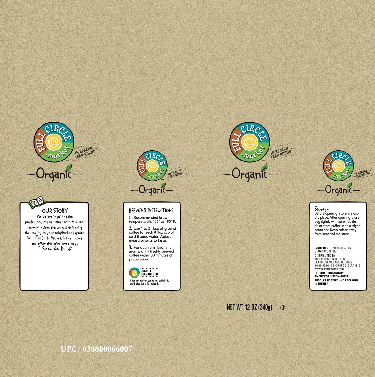 slide 6 of 14, Full Circle Market Medium Dark/Dark Roast Espresso 100% Arabica Ground Coffee - 12 oz, 12 oz