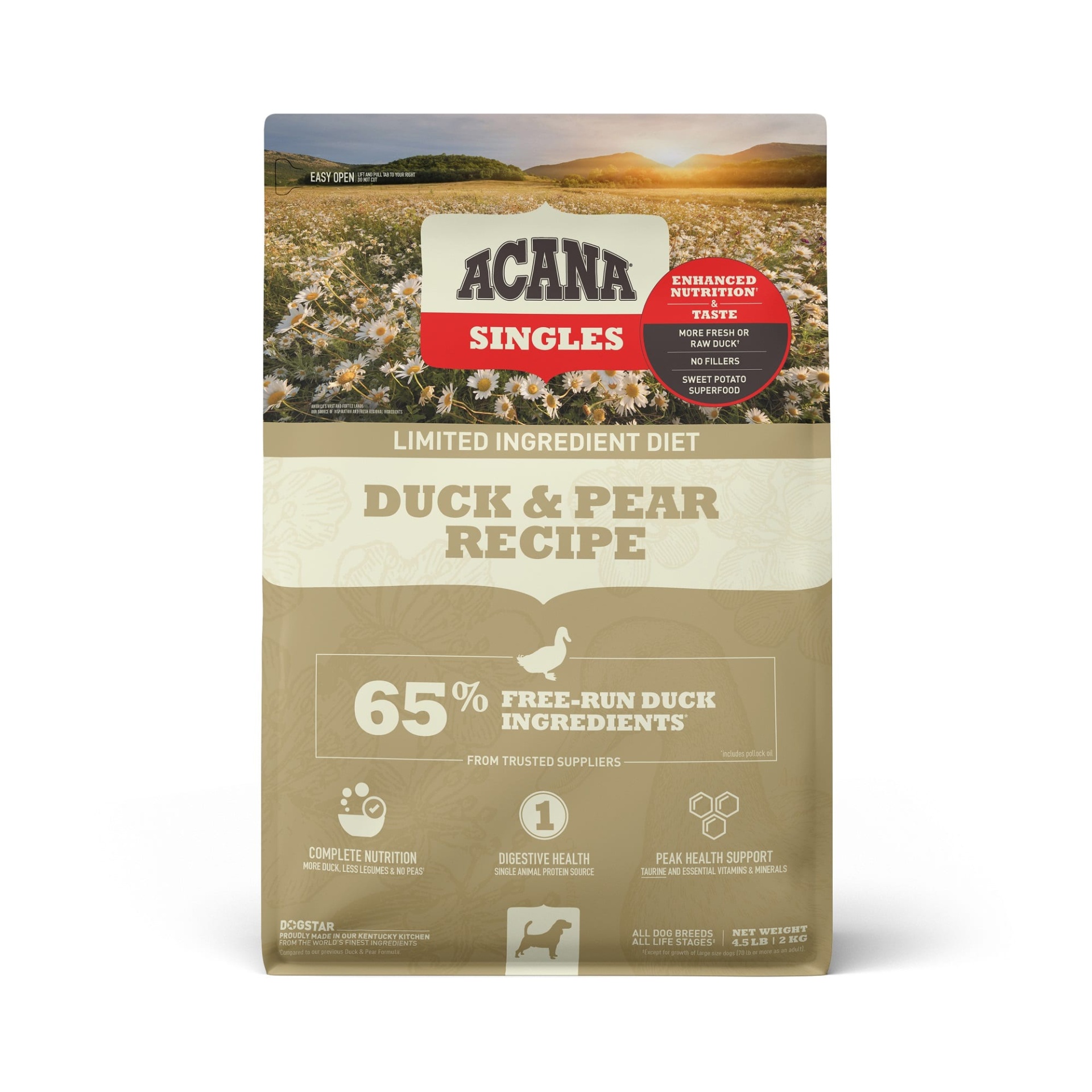 slide 1 of 1, ACANA Singles Duck & Pear Recipe Dry Dog Food, 4.5 lb