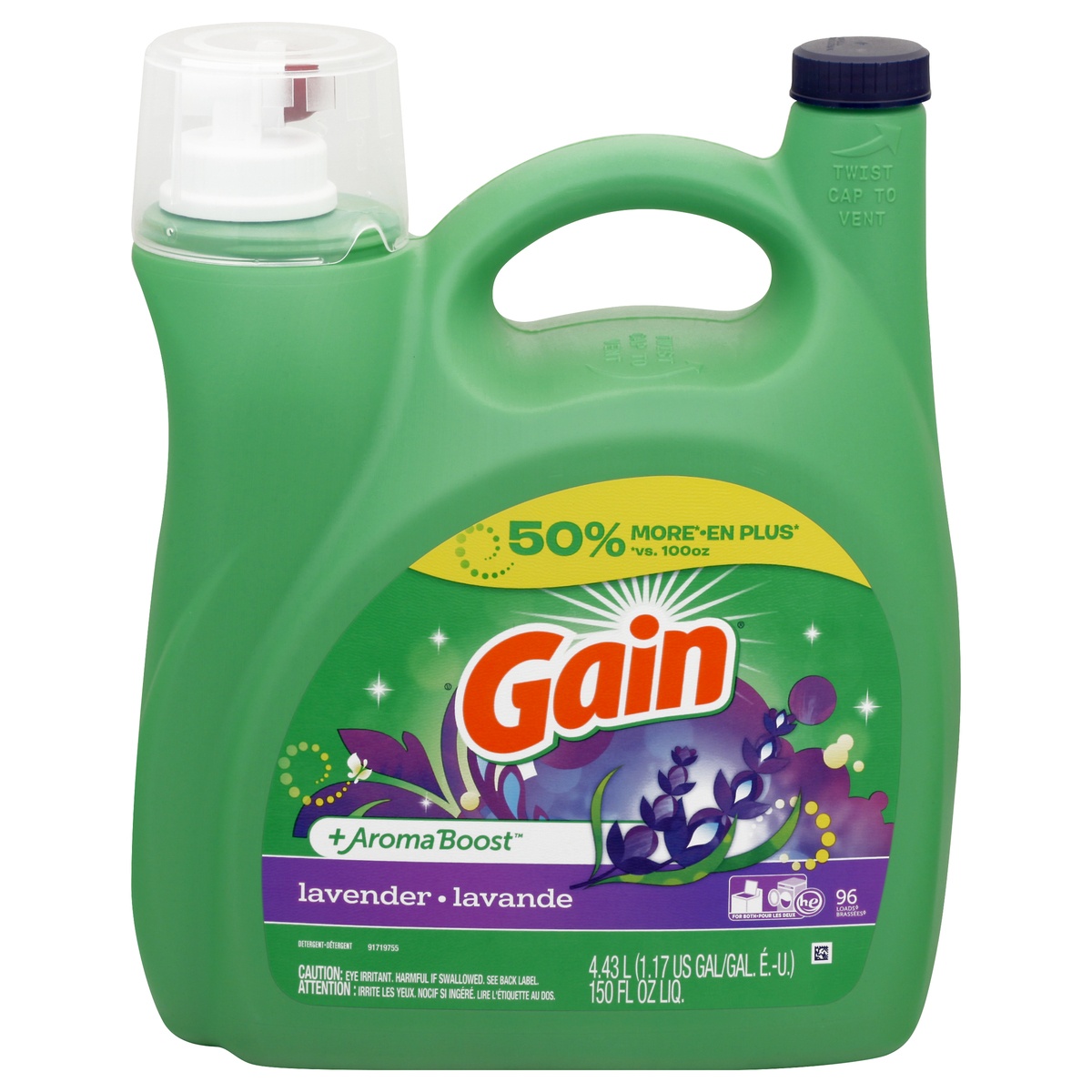 slide 1 of 2, Gain + Aroma Boost Lavender Liquid Laundry Detergent, 150 oz