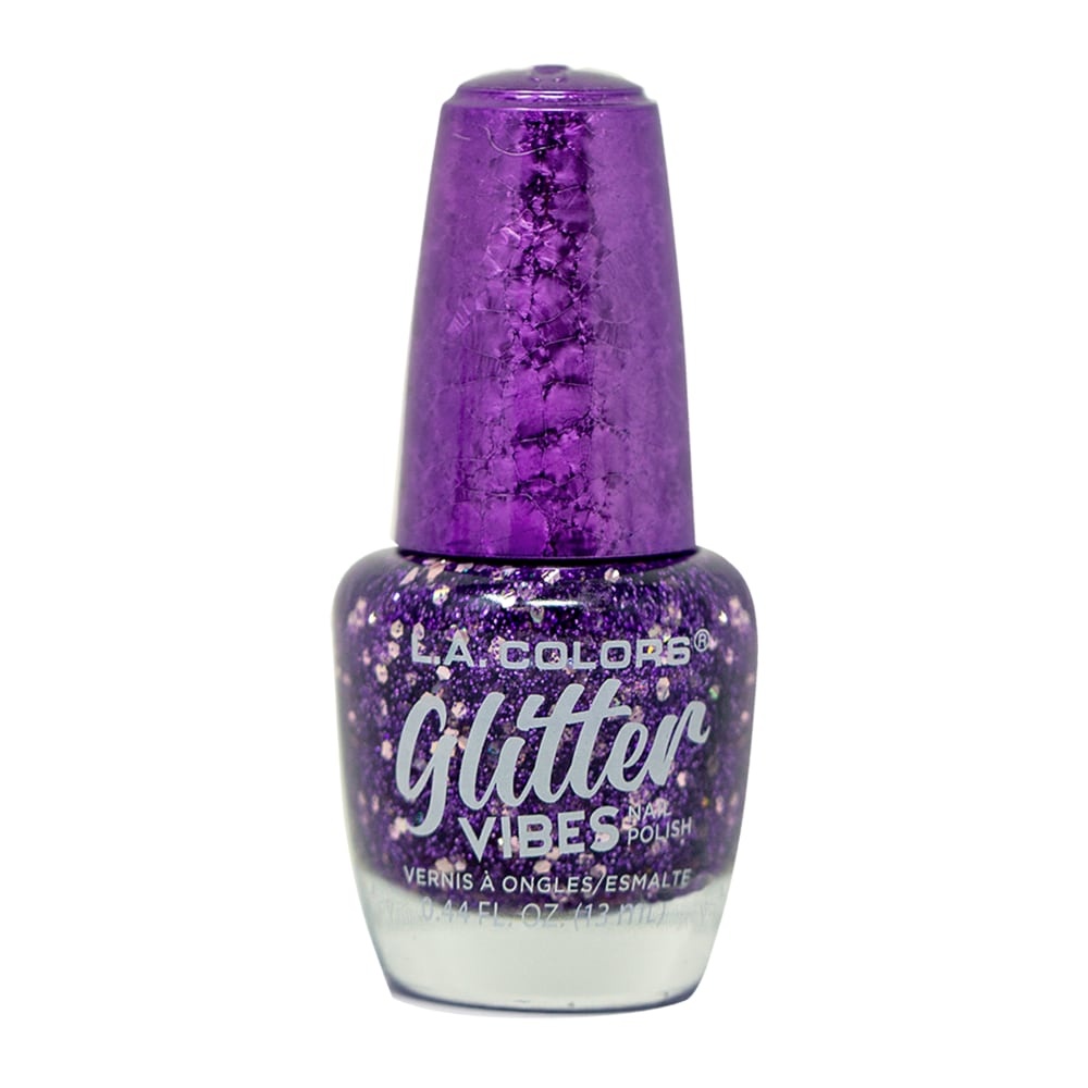 slide 1 of 1, L.A. Colors Glitter Vibes Purple-Razzi Nail Polish, 1 ct