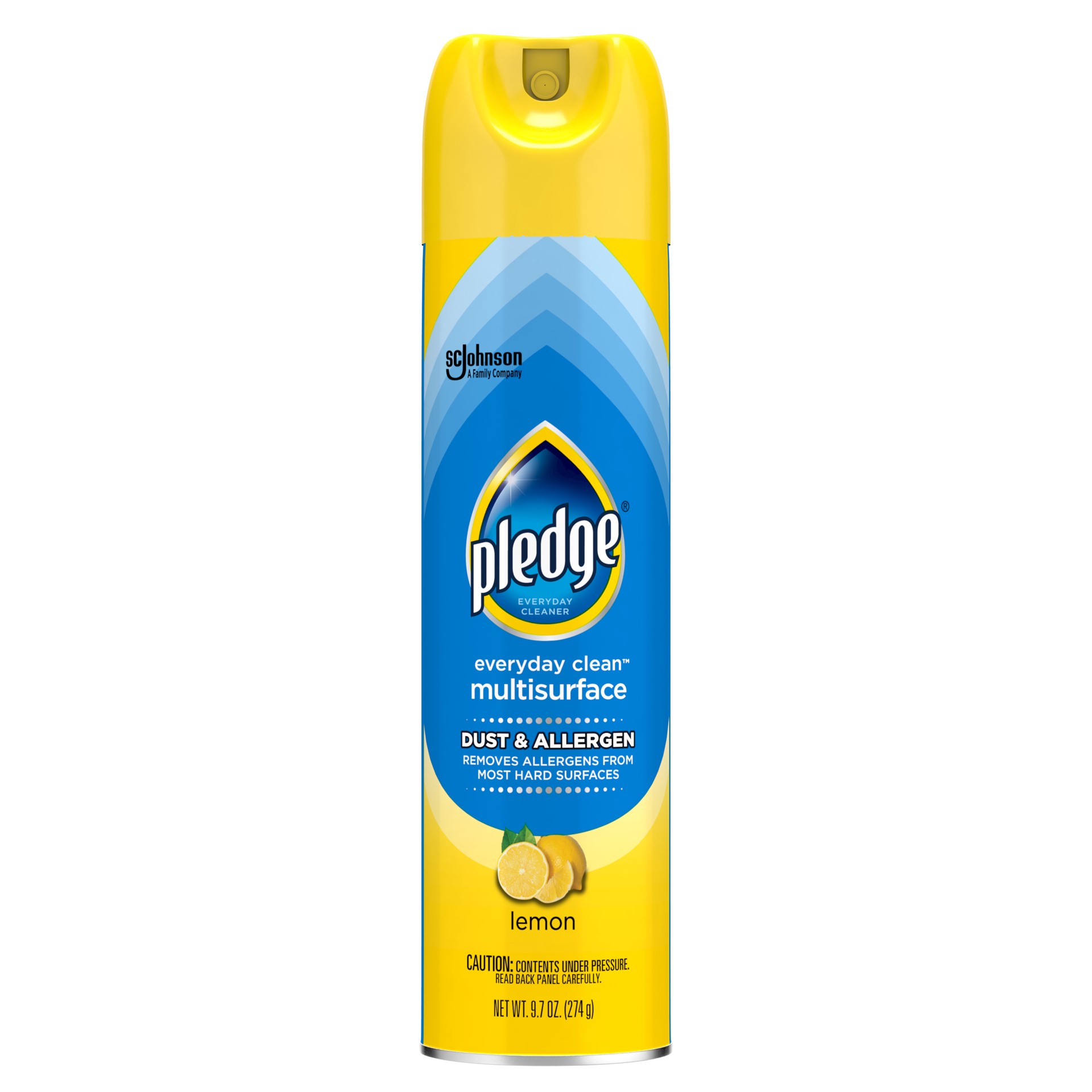 slide 1 of 4, Pledge Dust & Allergen Multisurface Cleaner, Aerosol Spray, Lemon Scent, 9.7oz, 9.7 oz