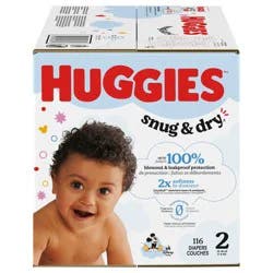 Huggies Snug & Dry Baby Diapers, Size 2 (12-18 lbs), 116 Ct