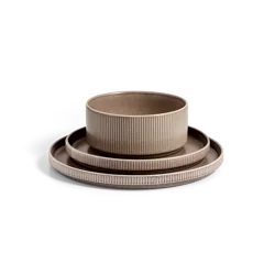 Hy-Vee Seasons 12Pc Ridged Stacking Dinnerware, Grey