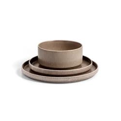 Hy-Vee Seasons 12Pc Ridged Stacking Dinnerware, Grey