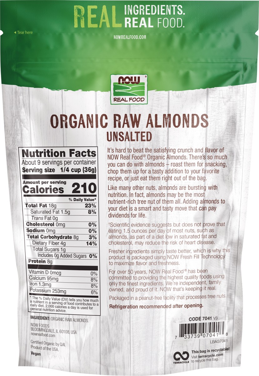 slide 4 of 7, NOW Real Food Almonds, Organic, Raw & Unsalted, 12 oz