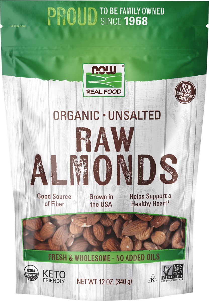 slide 6 of 7, NOW Real Food Almonds, Organic, Raw & Unsalted, 12 oz