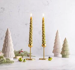 Tall Tree Shaped Taper Candles, Set of 2