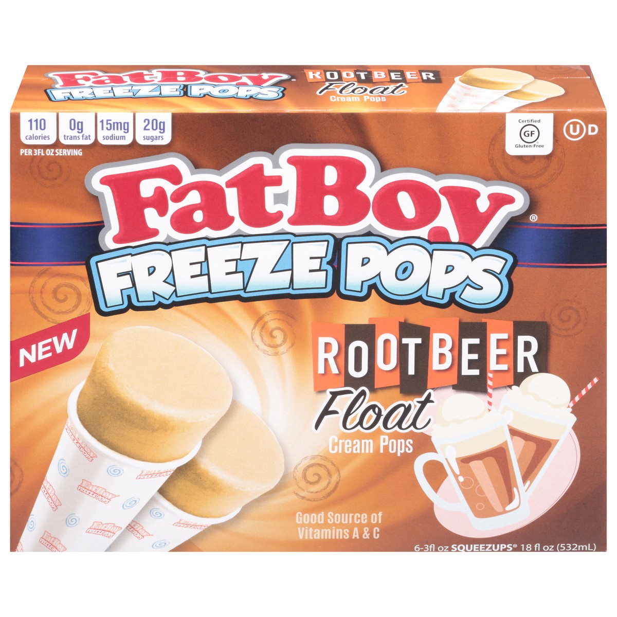 slide 11 of 13, Fat Boy Root Beer Float Freeze Pops 6 - 3 fl oz Squeezups, 6 ct