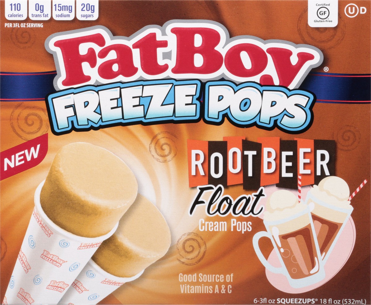 slide 13 of 13, Fat Boy Root Beer Float Freeze Pops 6 - 3 fl oz Squeezups, 6 ct