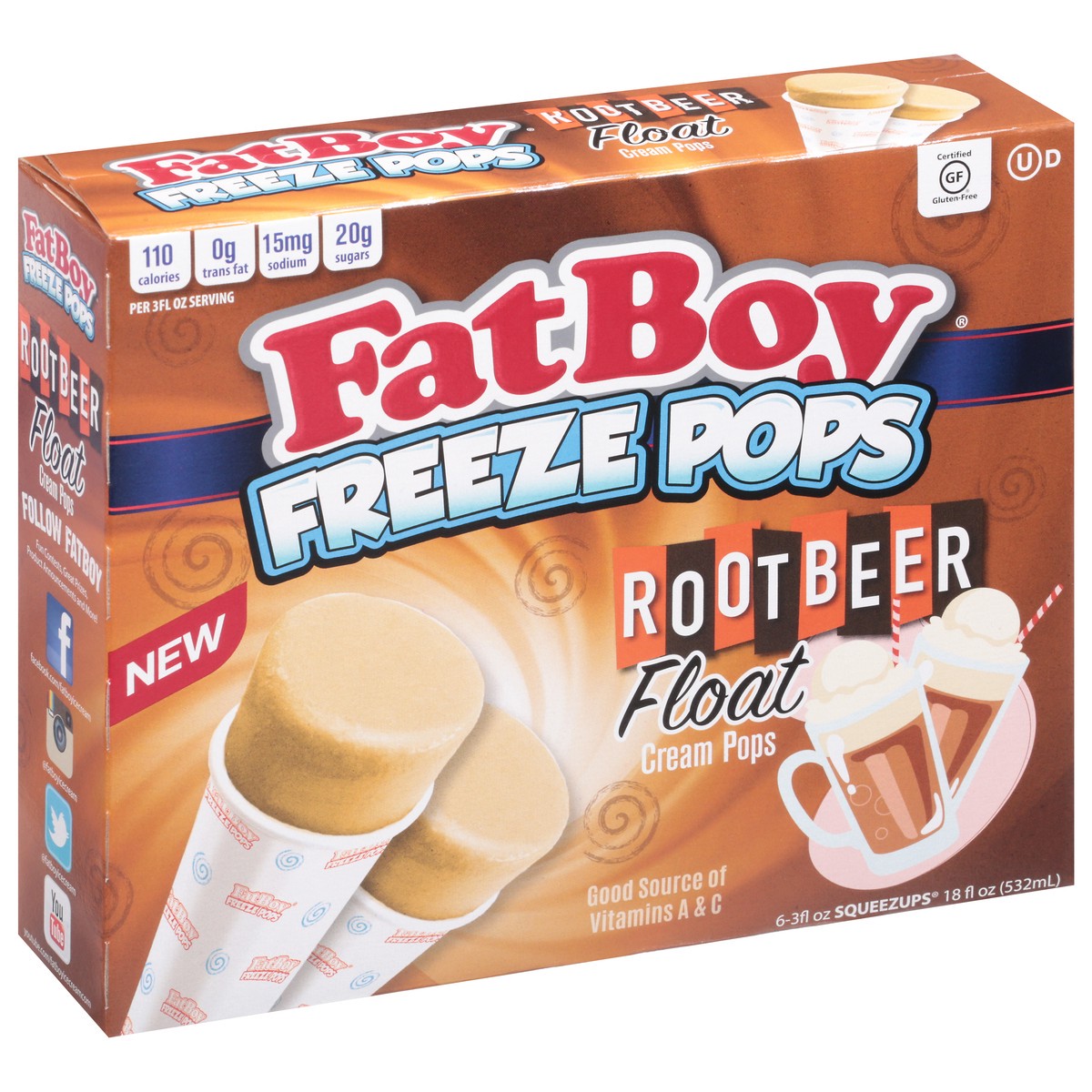 slide 6 of 13, Fat Boy Root Beer Float Freeze Pops 6 - 3 fl oz Squeezups, 6 ct