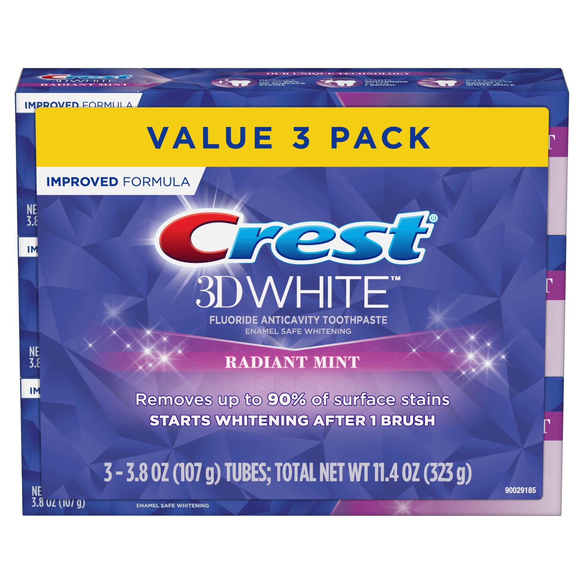 slide 1 of 1, Crest 3D White Whitening Radiant Mint Toothpaste, 3 ct