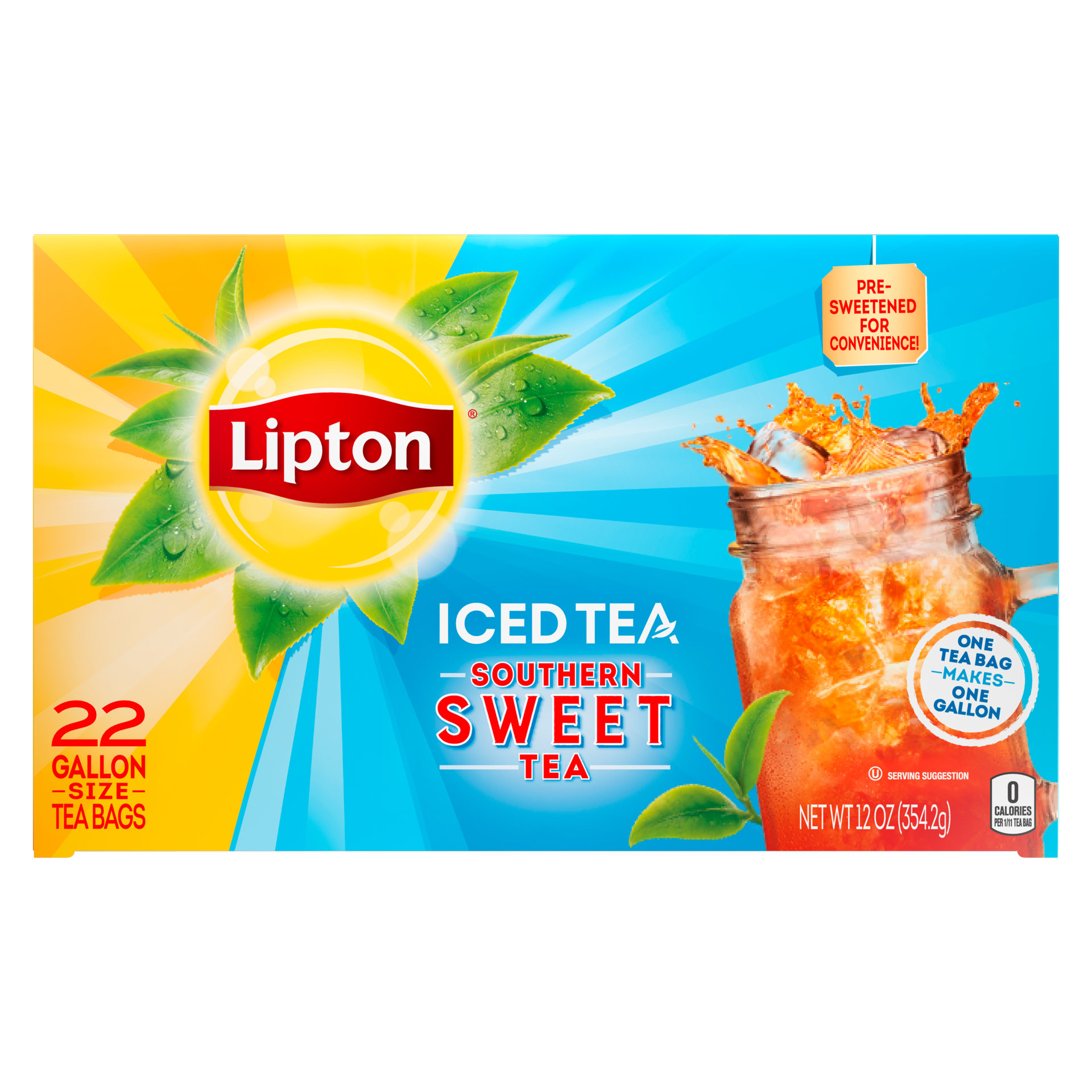 slide 2 of 3, Lipton Southern Sweet Iced Tea 22 Gallon Size Tea Bags, 22 ct