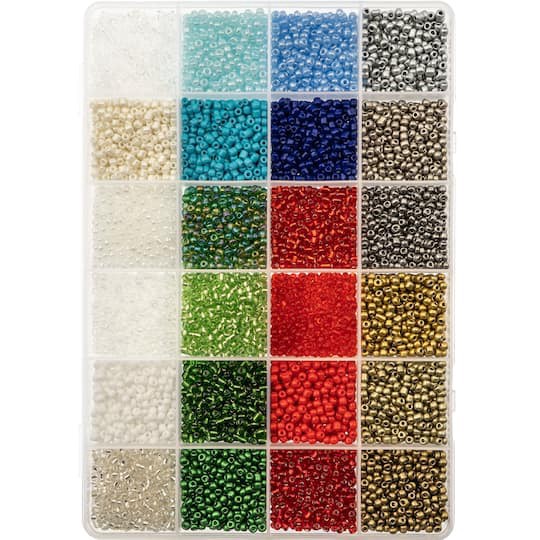 slide 1 of 3, 8/0 Multicolor Glass Seed Beads, 10.5oz. By Bead Landing, 10.5 oz