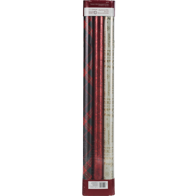 slide 1 of 1, DESIGN FOCUS 30" X 60sq 3-Roll Premium Foil & Paper Wrap Trd, 3 ct