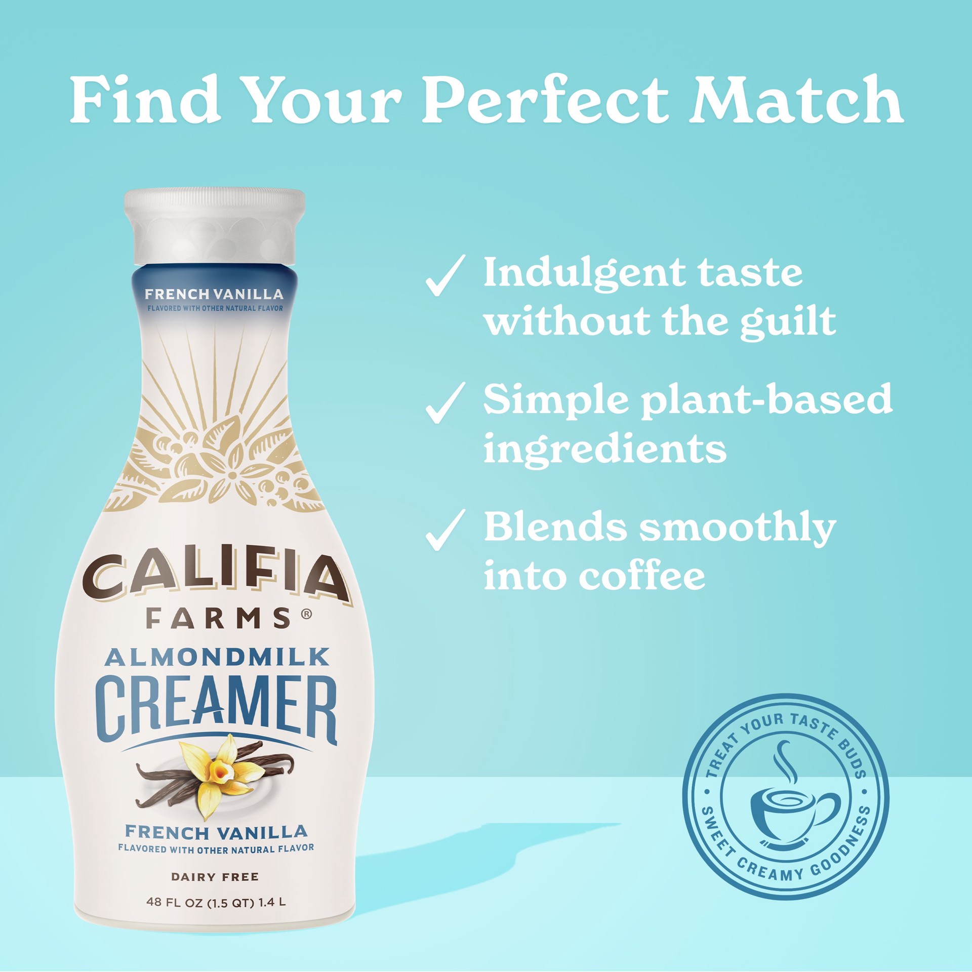 slide 4 of 4, Califia Farms French Vanilla Dairy Free Almondmilk Creamer, 48 fl oz