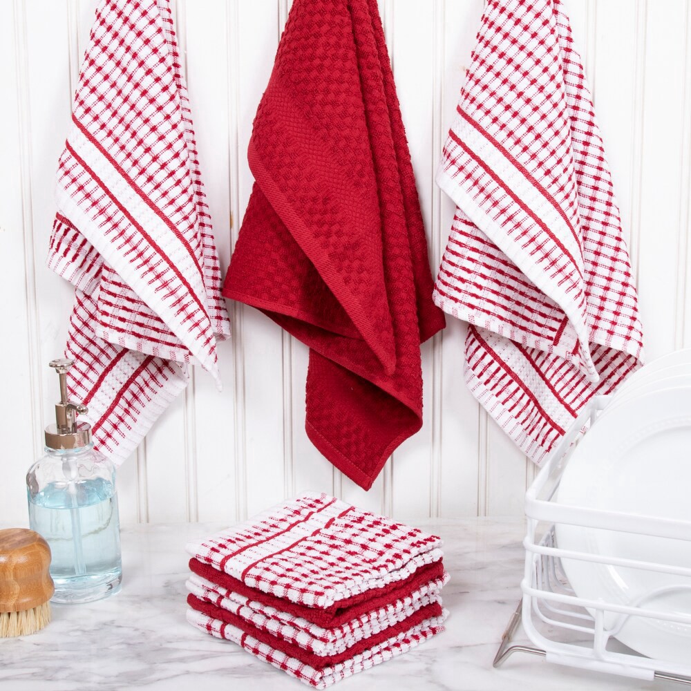 slide 3 of 3, Everyday Living Popcorn Kitchen Towel - Red, 3 ct