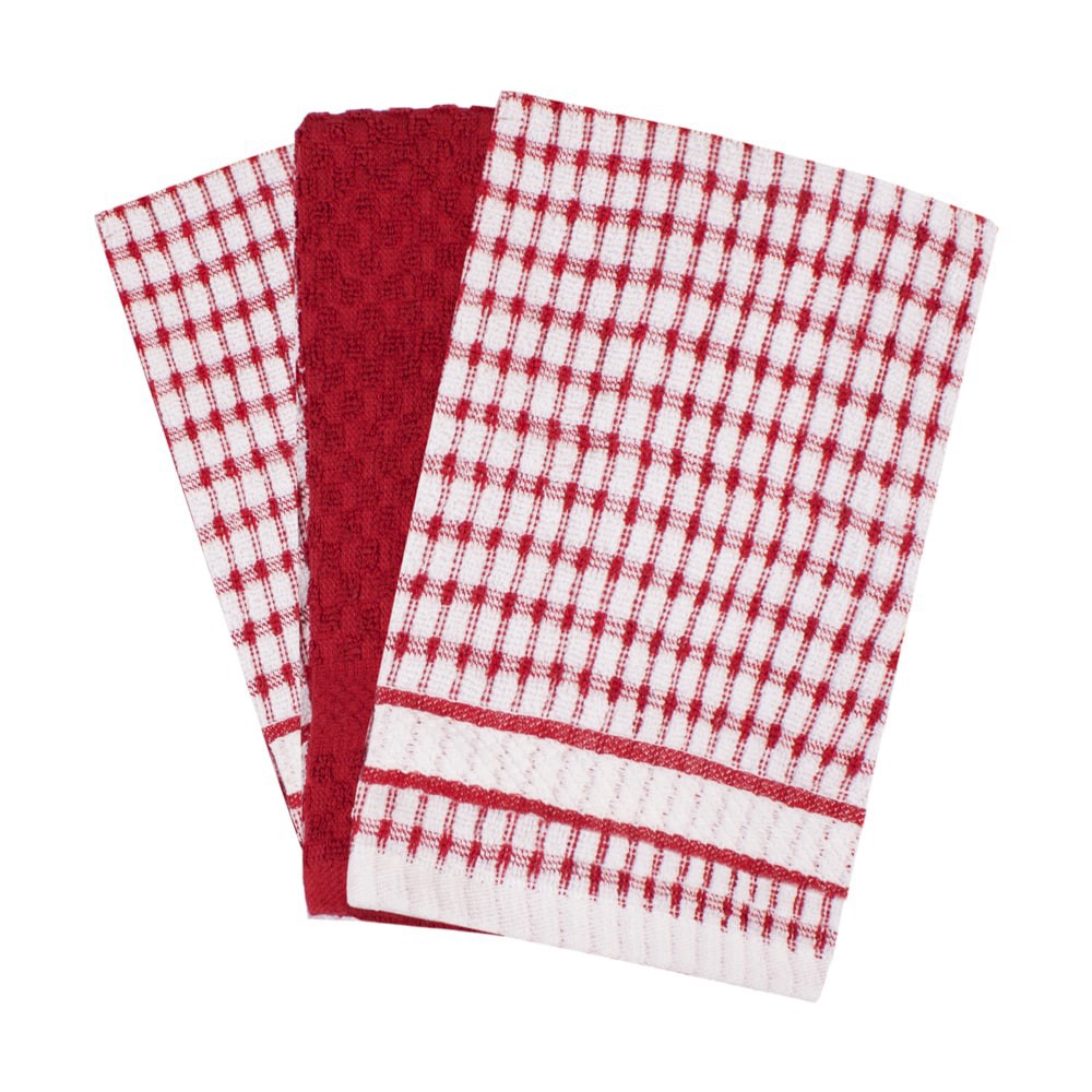 slide 2 of 3, Everyday Living Popcorn Kitchen Towel - Red, 3 ct