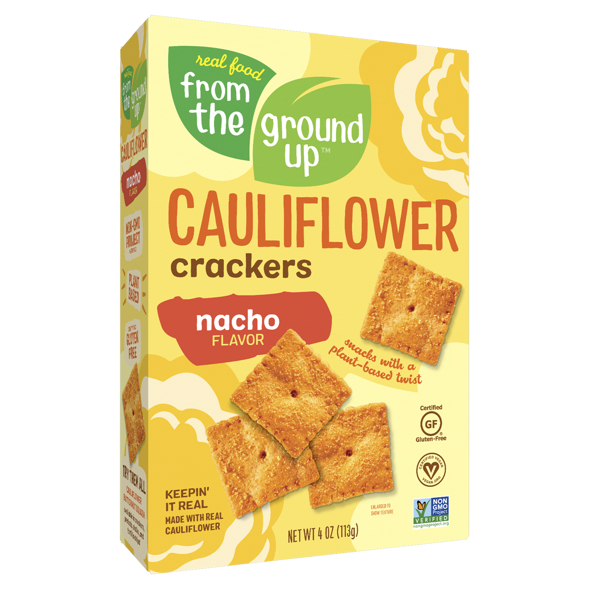 slide 1 of 2, From The Ground Up Nacho Cauliflower Crackers, 4 oz