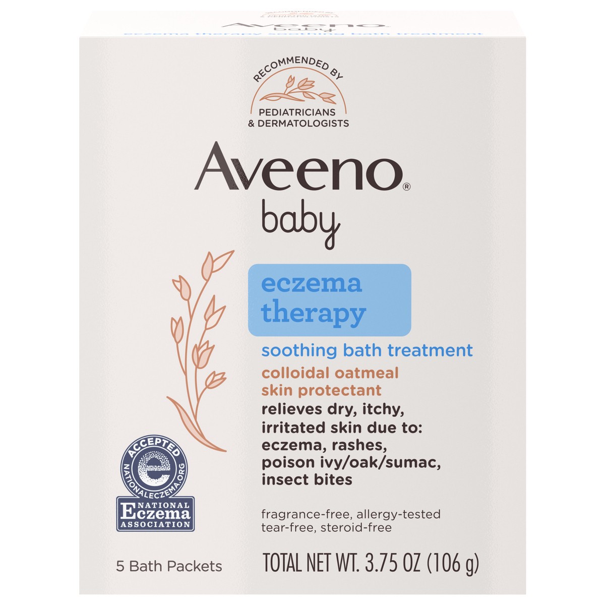 slide 1 of 8, Aveeno Eczema Therapy Soothing Bath Treatment, 5 Count, 5 ct