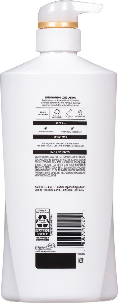 slide 8 of 9, Pantene Shampoo, Cleanse and Nourish for Dry Damaged Hair, Daily Moisture Renewal, Safe for Color Treated Hair, Paraben Free, for Women and Men, 27.7 oz, 820 ml