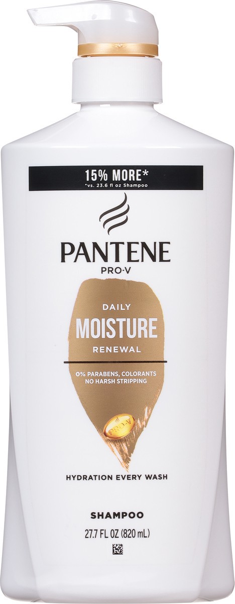 slide 9 of 9, Pantene Shampoo, Cleanse and Nourish for Dry Damaged Hair, Daily Moisture Renewal, Safe for Color Treated Hair, Paraben Free, for Women and Men, 27.7 oz, 820 ml