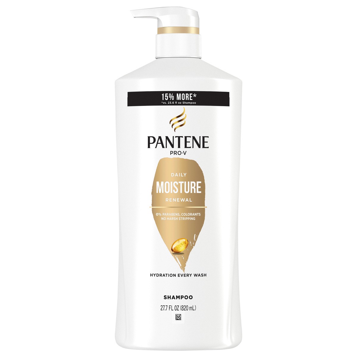 slide 1 of 9, Pantene Shampoo, Cleanse and Nourish for Dry Damaged Hair, Daily Moisture Renewal, Safe for Color Treated Hair, Paraben Free, for Women and Men, 27.7 oz, 820 ml