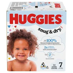 Huggies Snug & Dry Baby Diapers, Size 7 (41+ lbs), 54 Ct