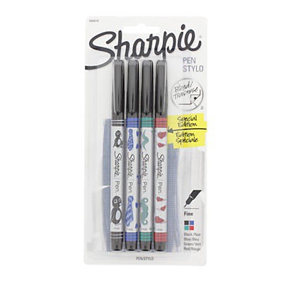 slide 1 of 1, Sharpie Pen Stylo - Fine (Black, Blue, Green, Red), 4 ct