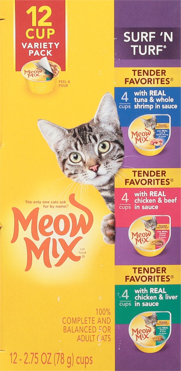 slide 2 of 10, Meow Mix Tender Favorites Surf 'N Turf Cat Food Variety Pack 12 - 2.75 oz Cans, 12 ct