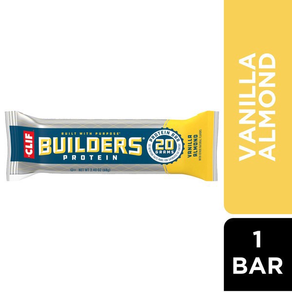 slide 1 of 1, CLIF Builders Vanilla Almond Flavor Plant Based Protein Bar, 2.4 oz