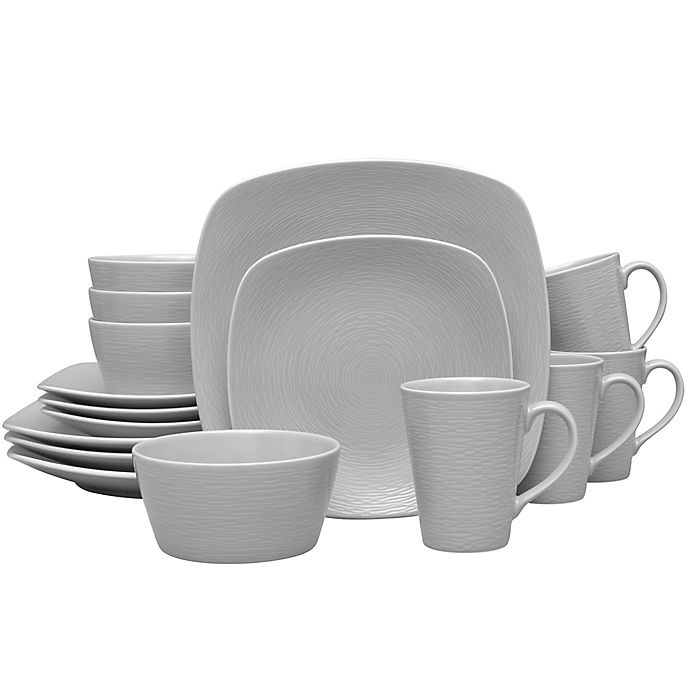 slide 1 of 1, Noritake Grey on Grey Swirl Square Dinnerware Set, 16 ct