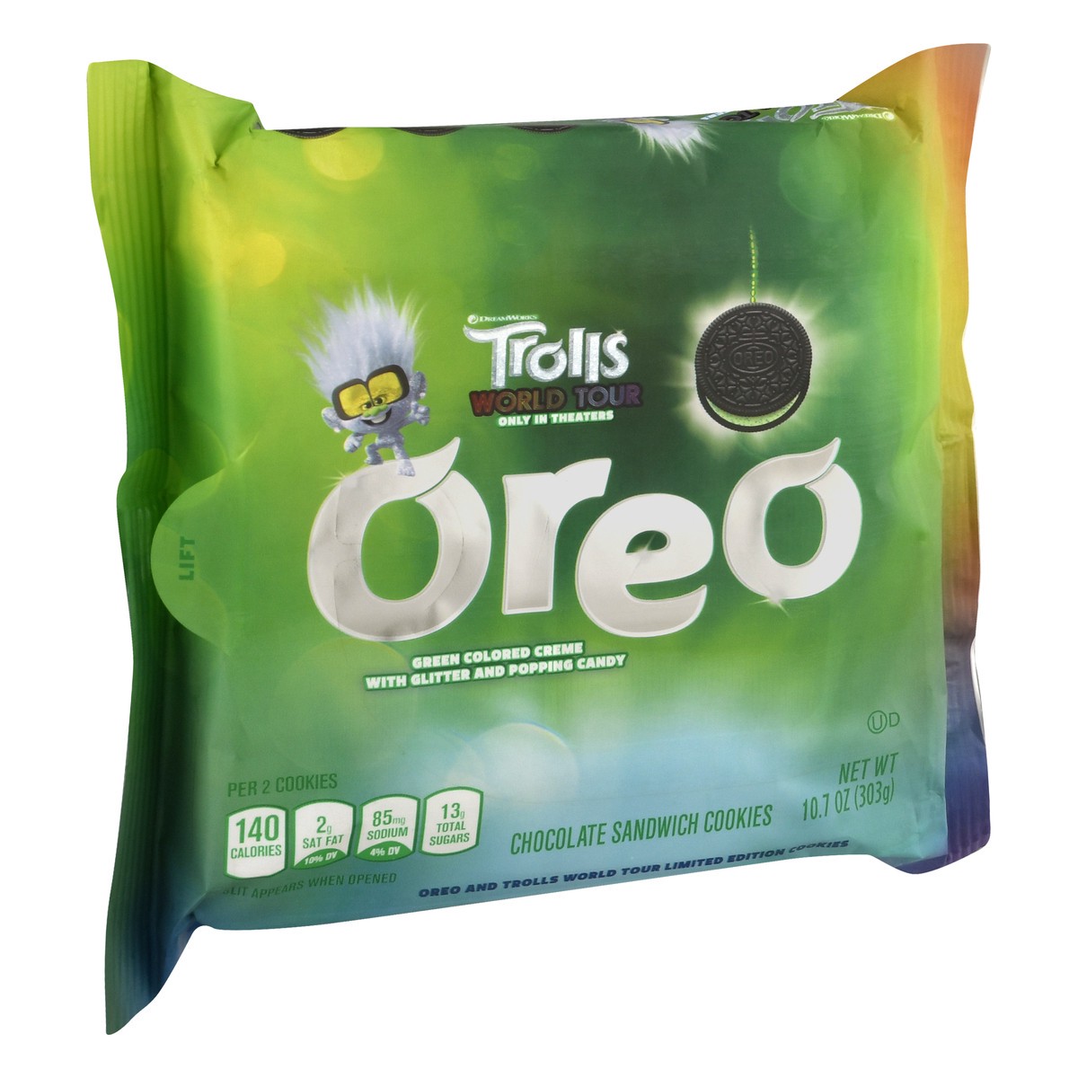 slide 4 of 9, Oreo Trolls World Tour Green Colored Creme Chocolate Sandwich Cookies 10.7 oz, 10.7 oz