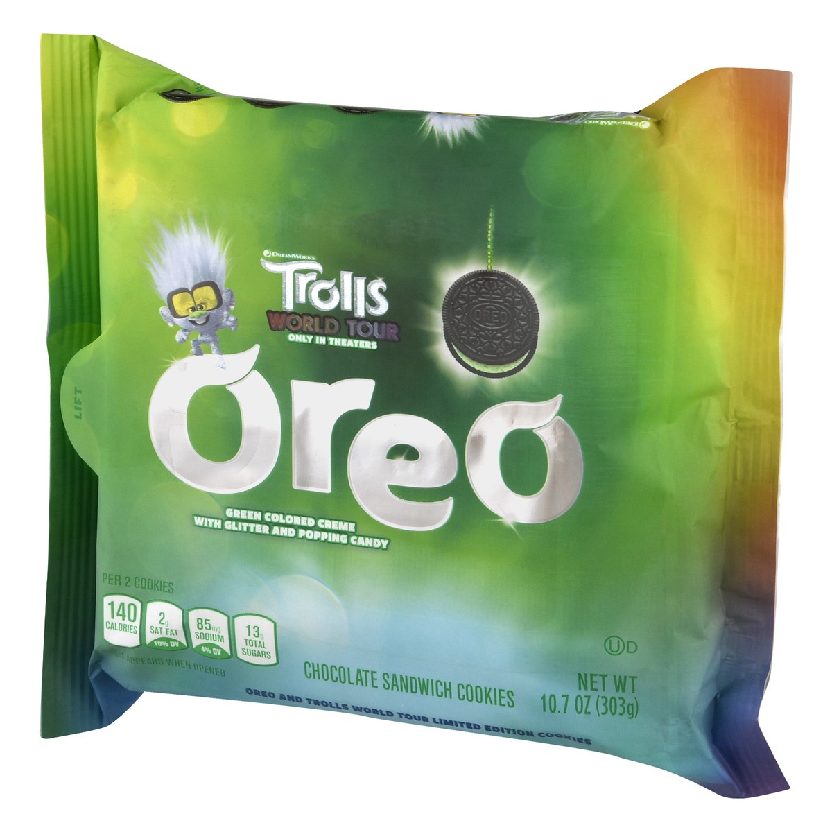 slide 6 of 9, Oreo Trolls World Tour Green Colored Creme Chocolate Sandwich Cookies 10.7 oz, 10.7 oz