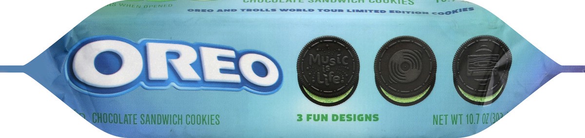 slide 3 of 9, Oreo Trolls World Tour Green Colored Creme Chocolate Sandwich Cookies 10.7 oz, 10.7 oz