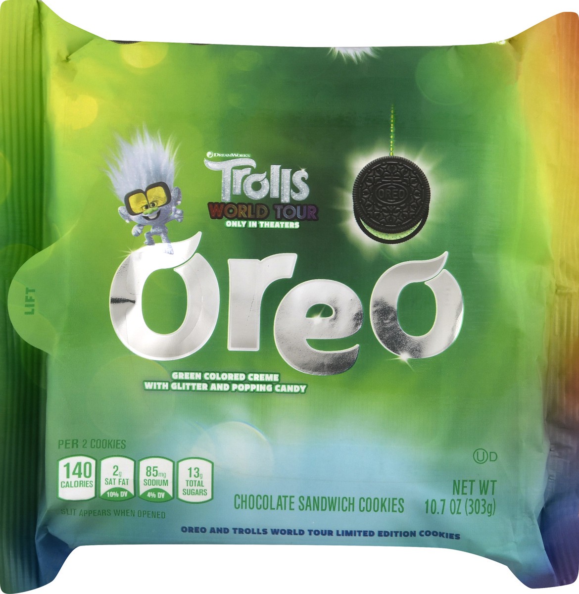 slide 7 of 9, Oreo Trolls World Tour Green Colored Creme Chocolate Sandwich Cookies 10.7 oz, 10.7 oz