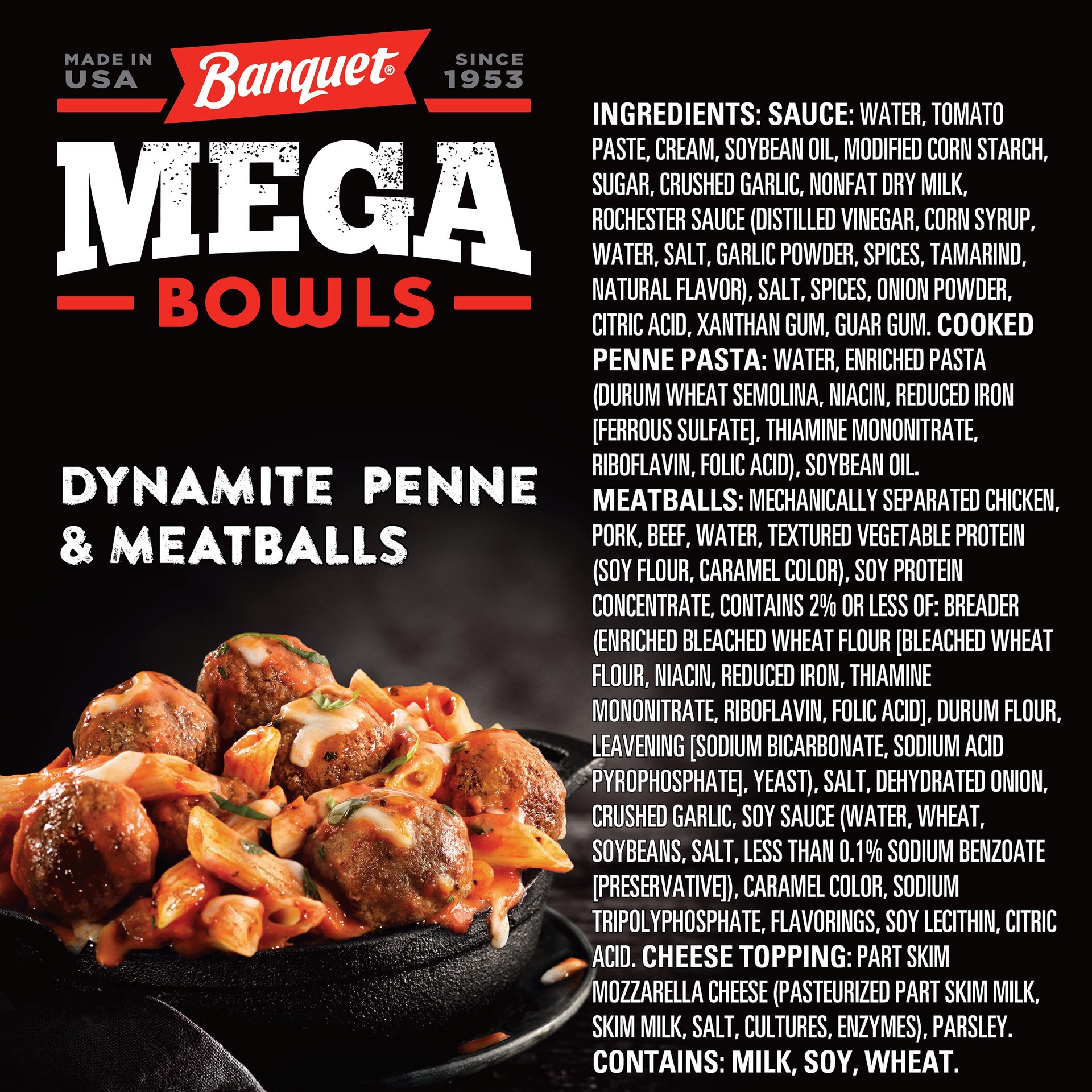 slide 3 of 5, Banquet Mega Bowls Dynamite Penne & Meatballs, 14 oz