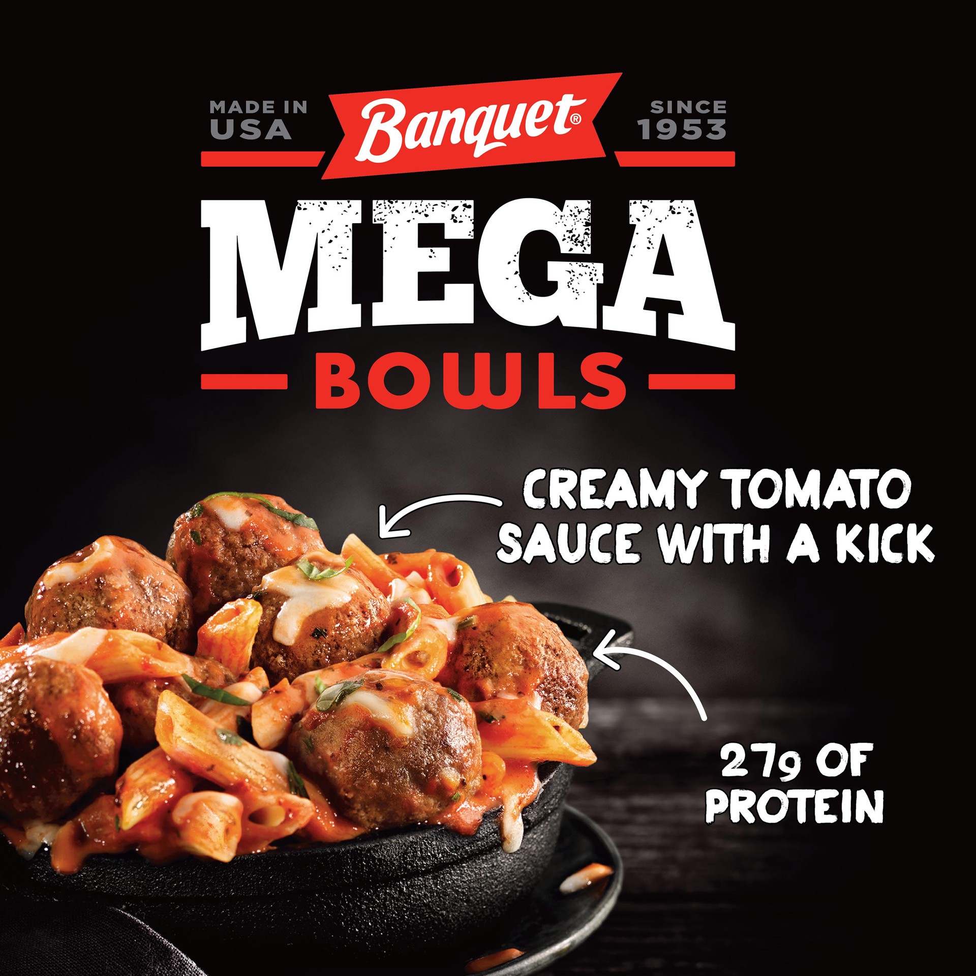 slide 5 of 5, Banquet Mega Bowls Dynamite Penne & Meatballs, 14 oz