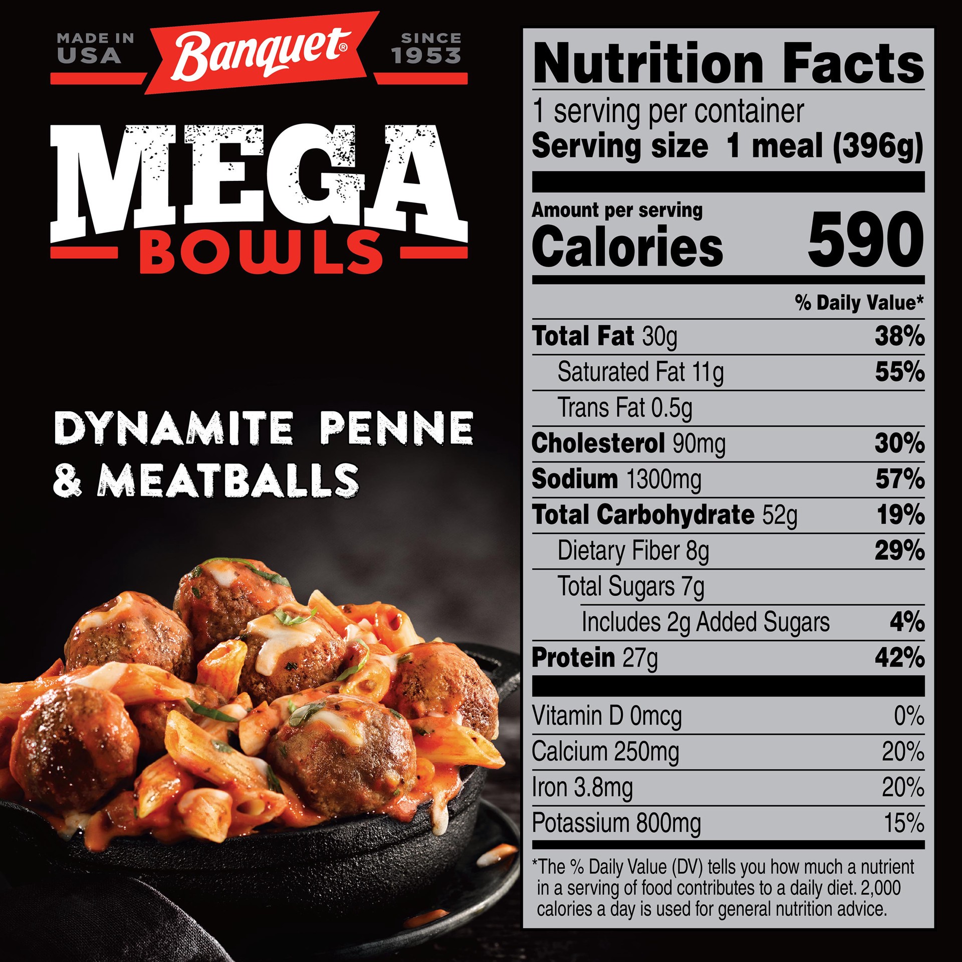 slide 4 of 5, Banquet Mega Bowls Dynamite Penne & Meatballs, 14 oz