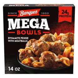 Banquet MEGA Bowls Dynamite Penne with Meatballs, Frozen Meal, 14 oz.