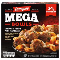Banquet MEGA Bowls Dynamite Penne with Meatballs, Frozen Meal, 14 oz.