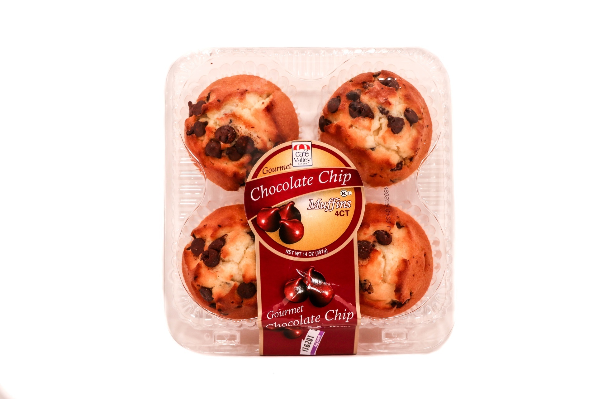slide 1 of 1, Cafe Valley Chocolate Chip Muffins, 4 ct