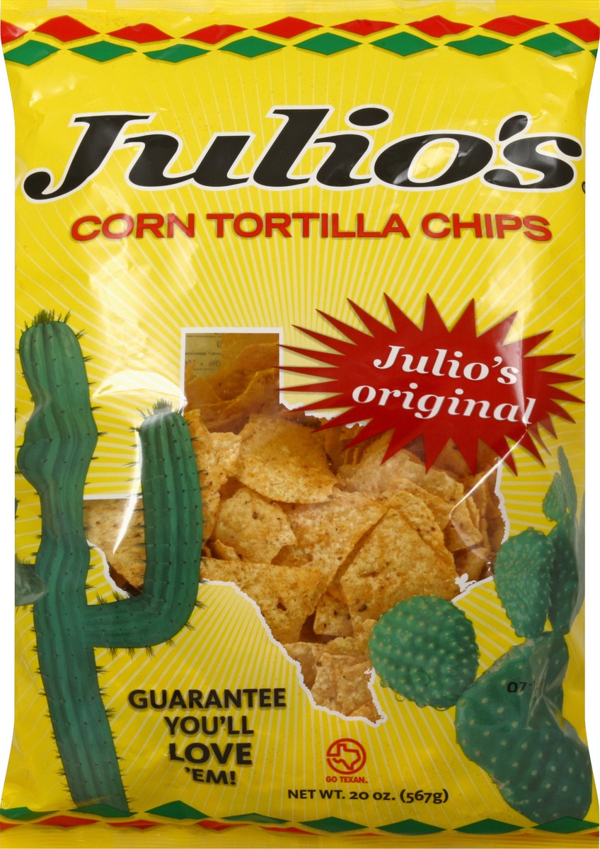 slide 4 of 5, Julio's Tortilla Chips 20 oz, 20 oz