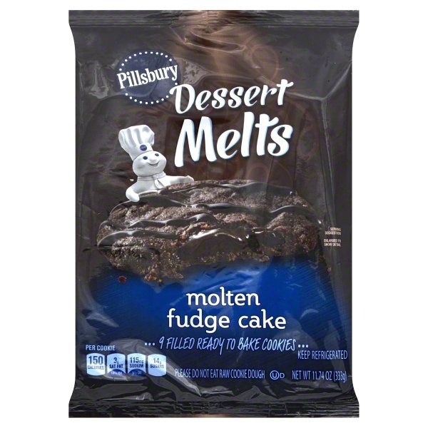 slide 1 of 1, Pillsbury Molten Fudge Cake Filled Cookie Dough, 11.5 oz