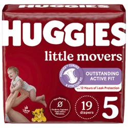 Huggies Little Movers Baby Diapers, Size 5, 19 Ct