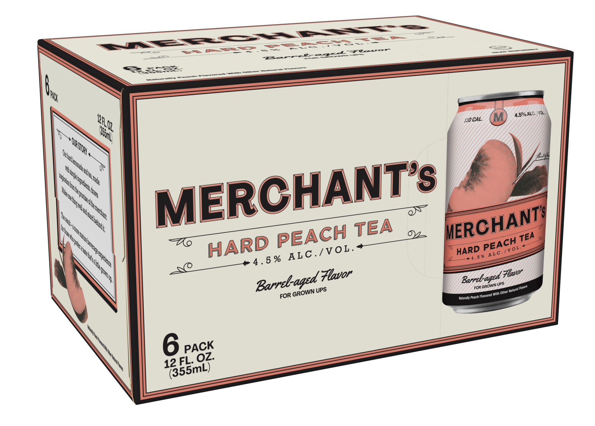 slide 1 of 1, Merchant's Hard Peach Tea, 12 oz