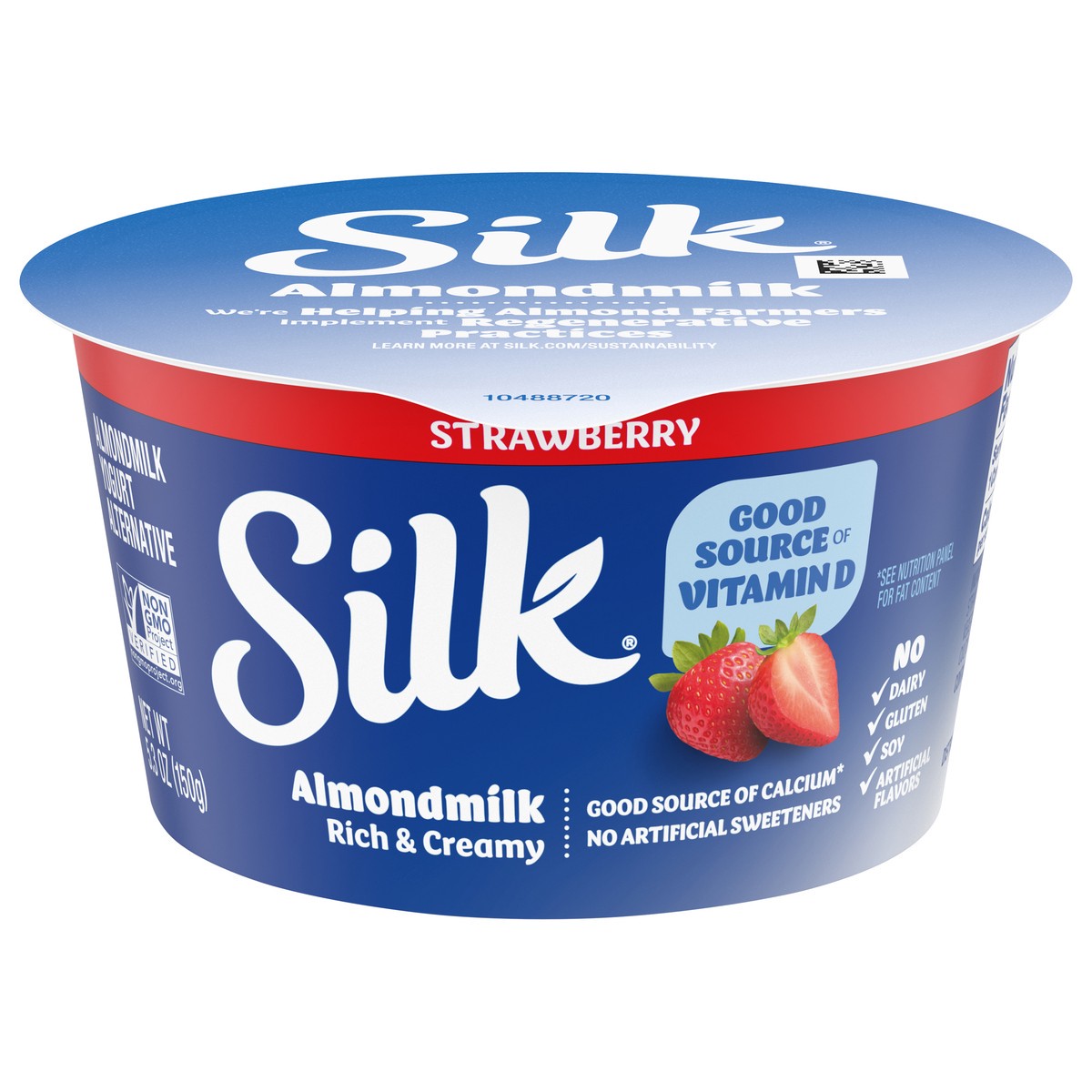 slide 1 of 5, Silk Strawberry Dairy Free, Almond Milk Plant Based Yogurt Alternative, 5.3 OZ Cup, 5.3 oz
