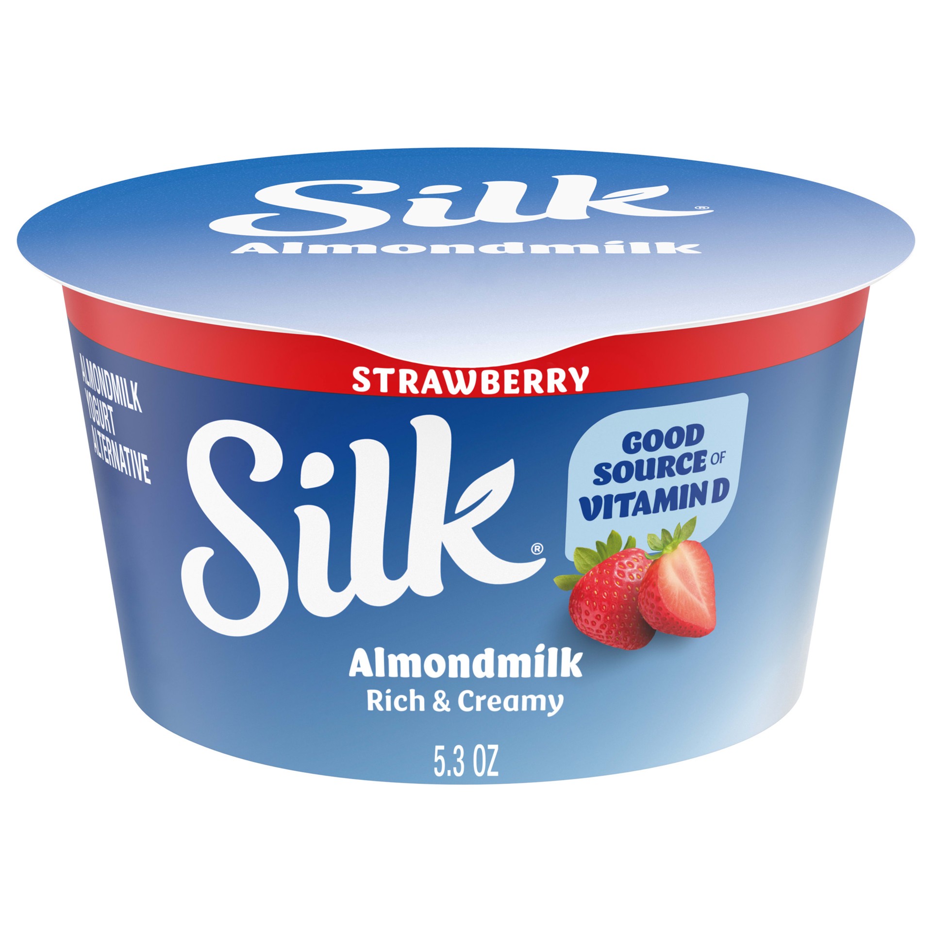 slide 1 of 5, Silk Strawberry Dairy Free, Almond Milk Yogurt Alternative, Rich and Creamy Plant Based Yogurt with 5 Grams of Protein, 5.3 OZ Container, 5.3 oz