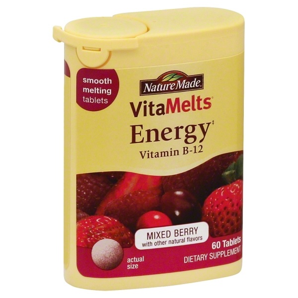 slide 1 of 1, Nature Made Vitamin B-12, Energy, Tablets, Mixed Berry, 60 ct