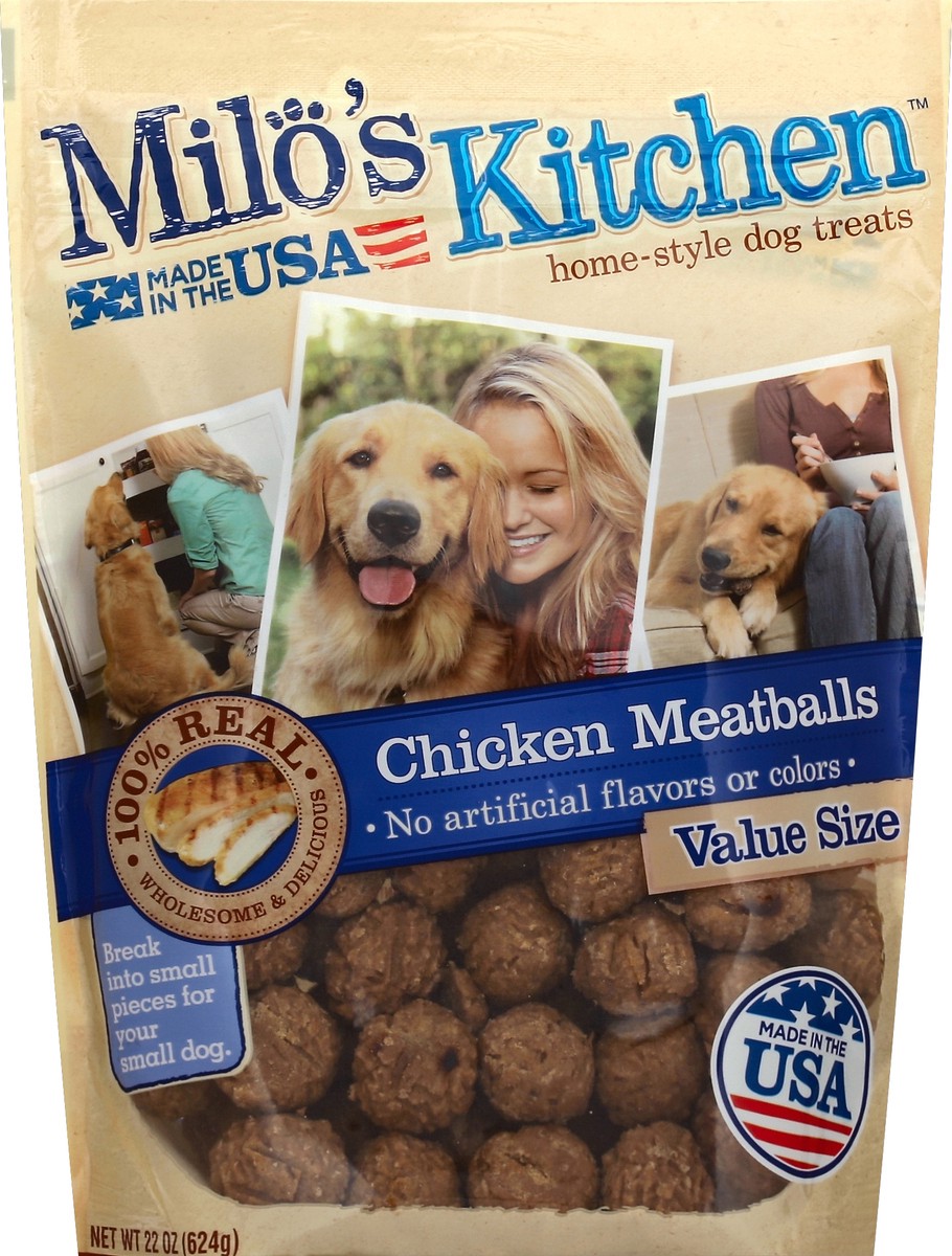 slide 3 of 6, Milo's Kitchen Dog Treat, Chicken Meatball, 22 oz