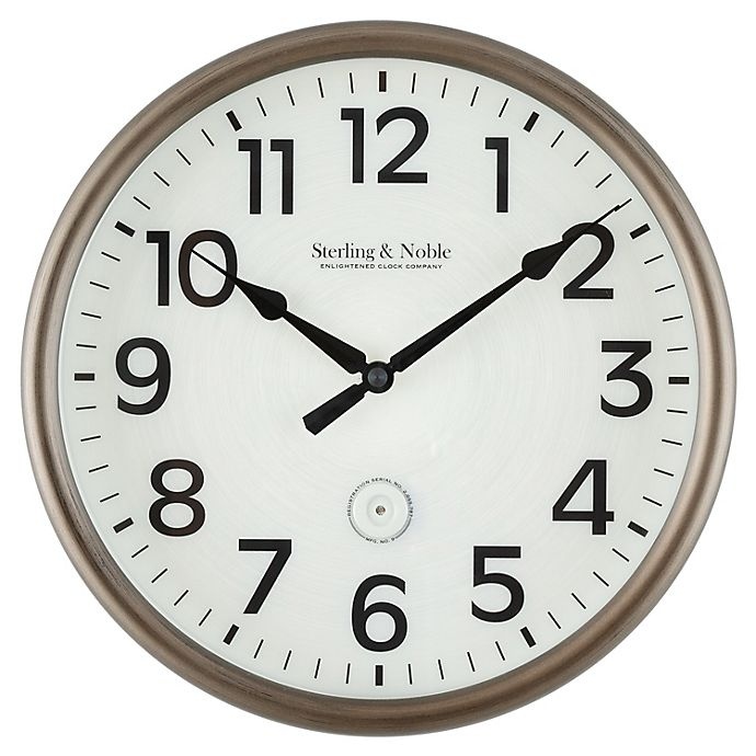 slide 1 of 2, Sterling & Noble LED Lighted Outdoor Wall Clock - Bronze, 12 in